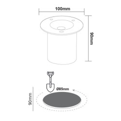 Φωτιστικό δαπέδου LED COB 7W 230V AC θερμό φως 3000k 450lm δέσμης 45° 30000h στεγανό IP67