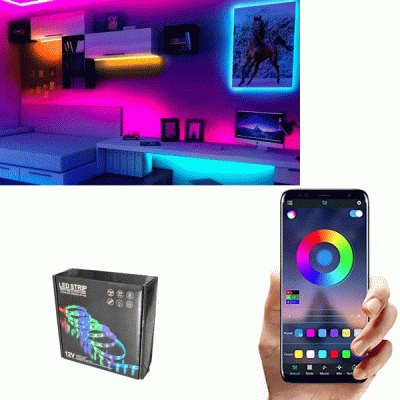 Σετ ταινίας Led RGB Bluetooth 14.4W με δυνατότητα χειρισμού & από κινητό με Google Play ή App Store Σετ ταινίας Led RGB Bluetooth 14.4W με δυνατότητα χειρισμού & από κινητό με Google Play ή App Store
