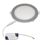 Led panel χωνευτό ασημί στρογγυλό 12W 230V 3000k θερμό λευκό φως 850lm με τροφοδοτικό