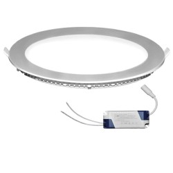 Led panel χωνευτό ασημί στρογγυλό 25W 230V 3000k θερμό λευκό φως 1800lm με τροφοδοτικό