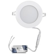 Led spot χωνευτό λευκό στρογγυλό 6W 230V 4000k ενδιάμεσο λευκό φως 300lm με τροφοδοτικό