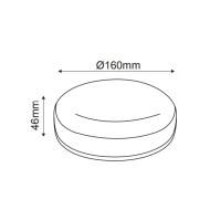 LED φωτιστικό πλαφονιέρα Φ160mm 12W 230VAC 3000k θερμό φως 1010lm δέσμης 120° στεγανό IP66