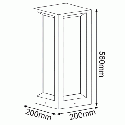 Φωτιστικό κήπου 560mm 3xE27 μαύρο τσιμεντένιο με PC κάλυμμα 560x200x200mm εξωτερικού χώρου IP65