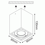 Φωτιστικό οροφής 130x90x90mm με ντουί GU10 μαύρο τσιμεντένιο εξωτερικού χώρου στεγανό IP65