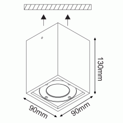 Φωτιστικό οροφής 130x90x90mm με ντουί GU10 μαύρο τσιμεντένιο εξωτερικού χώρου στεγανό IP65