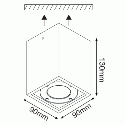 Φωτιστικό οροφής 130x90x90mm με ντουί GU10 μαύρο τσιμεντένιο εξωτερικού χώρου στεγανό IP65