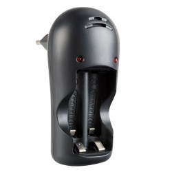 Plug-in φορτιστής MEDIARANGE για Ni-MH μπαταρίες 2 θέσεων σε μαύρο χρώμα για μεγαλύτερη διάρκεια ζωή