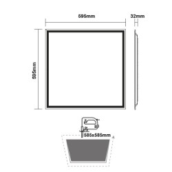 Led panel λευκό τετράγωνο 40W 230V AC θερμό λευκό φως 3000k 4400lm 595X595X32mm 50000h