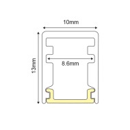 Προφίλ αλουμινίου Τin 13x10mm επίτοιχης τοποθέτησης για λωρίδες LED με οπάλ κάλυμμα