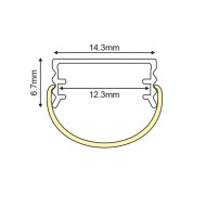 Προφίλ αλουμινίου Cruz 14.3x6.7mm επίτοιχης τοποθέτησης για λωρίδες LED με οπάλ κάλυμμα