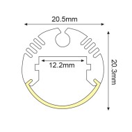 Προφίλ αλουμινίου CIRC 20.3x20.5mm P8N επίτοιχο & κρεμαστό με οπάλ κάλυμμα για λωρίδες LED