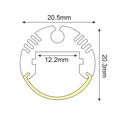 Προφίλ αλουμινίου CIRC 20.3x20.5mm P8N επίτοιχο & κρεμαστό με οπάλ κάλυμμα για λωρίδες LED