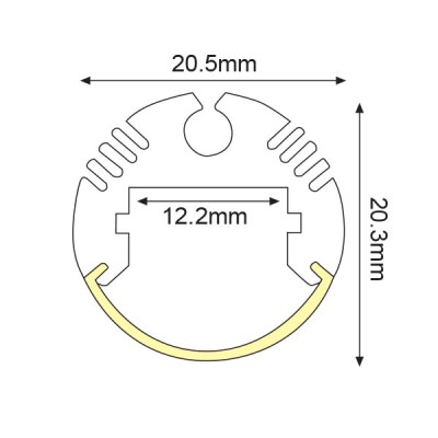 Προφίλ αλουμινίου CIRC 20.3x20.5mm P8N επίτοιχο & κρεμαστό με οπάλ κάλυμμα για λωρίδες LED Προφίλ αλουμινίου CIRC 20.3x20.5mm P8N επίτοιχο & κρεμαστό με οπάλ κάλυμμα για λωρίδες LED