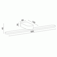 Επίτοιχο φωτιστικό PHOEBE LED 16W θερμό φως 3000k 1040lm μαύρο μεταλλικό 50x12x4cm IP44