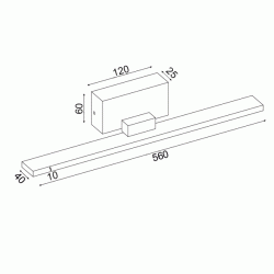 Επίτοιχο LED φωτιστικό CHLOE 16W θερμό φως 3000k 1040lm 56x7x7cm μαύρο μεταλλικό IP44