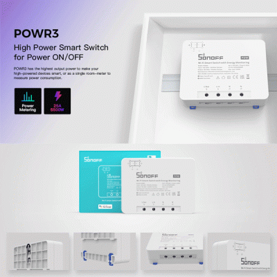 Smart διακόπτης παρακολούθησης ισχύος SONOFF POWR3 WiFi 25A λευκός με προστασία από υπερφόρτωση