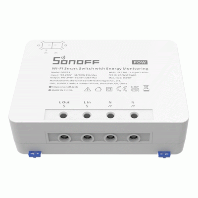 Smart διακόπτης παρακολούθησης ισχύος SONOFF POWR3 WiFi 25A λευκός με προστασία από υπερφόρτωση