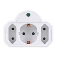Αντάπτορας ρεύματος POWERTECH PT-816 1x schuko 2x euro 16A λευκός με προστασία υπέρτασης