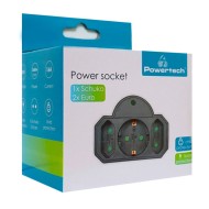 Αντάπτορας ρεύματος POWERTECH PT-817 1x schuko 2x euro 16A μαύρος με προστασία υπέρτασης