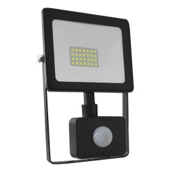 Προβολέας led slim 20W μαύρος με ανιχνευτή κίνησης 3000k θερμό λευκό φως 230V 1600Lm IP66