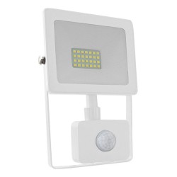 Προβολέας led slim 20W λευκός με ανιχνευτή κίνησης 3000k θερμό λευκό φως 230V 1600Lm IP66