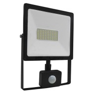 Προβολέας led slim 50W μαύρος με ανιχνευτή κίνησης 3000k θερμό λευκό φως 230V 4000Lm IP66
