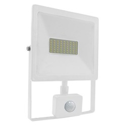 Προβολέας led slim 50W λευκός με ανιχνευτή κίνησης 3000k θερμό λευκό φως 230V 4000Lm IP66