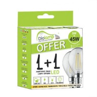 Λάμπα led filament σφαιρική Ε14 5W 230V 2700k θερμό λευκό φως 400Lm σε blister 2 τμχ