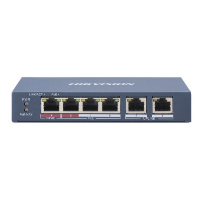 Ethernet Switch 4 x 100Mbps PoE θύρες &  2 x 100Mbps UPLINK 35W max HIKVISION DS-3E0106P-E/M
