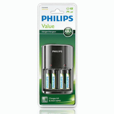 Φορτιστής μπαταριών AA & AΑΑ NiMH PHILIPS SCB1450NB με 4x AAA