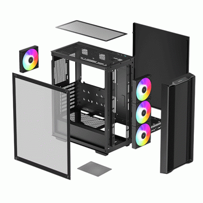 Κουτί Mid-tower Η/Υ DEEPCOOL μαύρο CC560 ARGB V2 για μητρικές Mini-ITX / Micro-ATX / ATX με ARGB LED ανεμιστήρες 