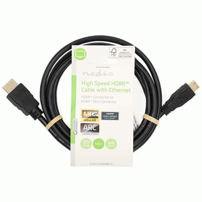 Καλώδιο High speed HDMI με Ethernet 10.2Gbps HDMI αρσενικό- HDMI mini αρσενικό με επίχρυσες επαφές 1.50m και δυνατότητα ARC 
