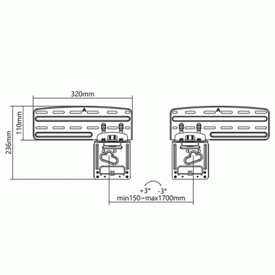 Επιτοίχια σταθερή λεπτή βάση στήριξης με micro-gap σχεδιασμό για τηλεοράσεις από 43" έως 85" 