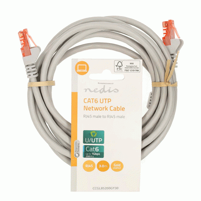 Καλώδιο δικτύου CAT 6 U/UTP 3.00m σε γκρι χρώμα Καλώδιο δικτύου CAT 6 U/UTP 3.00m σε γκρι χρώμα