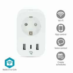 Wi-Fi Smart πρίζα με 3 θύρες φόρτισης USB και μετρητή κατανάλωσης ενέργειας 3680W