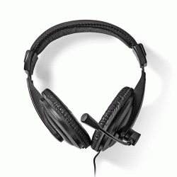 Ακουστικά κεφαλής NEDIS headset με καλώδιο 1.80m και ρυθμιζόμενο στήριγμα κεφαλής σε μαύρο χρώμα