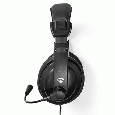 Ακουστικά κεφαλής NEDIS headset με καλώδιο 1.80m και ρυθμιζόμενο στήριγμα κεφαλής σε μαύρο χρώμα Ακουστικά κεφαλής NEDIS headset με καλώδιο 1.80m και ρυθμιζόμενο στήριγμα κεφαλής σε μαύρο χρώμα