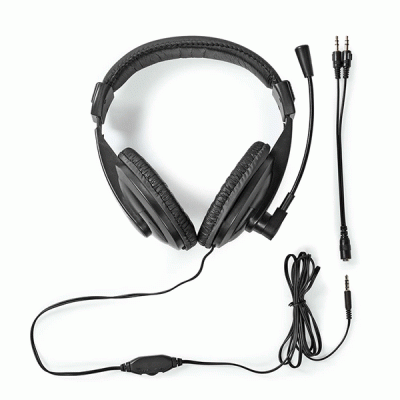 Ακουστικά κεφαλής NEDIS headset με καλώδιο 1.80m και ρυθμιζόμενο στήριγμα κεφαλής σε μαύρο χρώμα Ακουστικά κεφαλής NEDIS headset με καλώδιο 1.80m και ρυθμιζόμενο στήριγμα κεφαλής σε μαύρο χρώμα