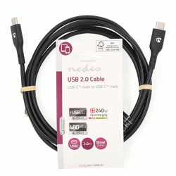 Καλώδιο USB High-Speed Type-C αρσενικό σε USB Type-C αρσενικό 2.00m μαύρο χρώμα 