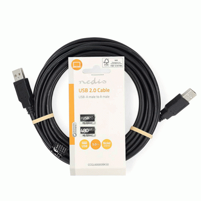Καλώδιο USB High-Speed A αρσενικό - USB A αρσενικό 5.00m κατάλληλο για σύνδεση συσκευής σε υπολογιστή 