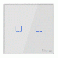 Smart διακόπτης SONOFF T2EU2C-RF 433MHz αφής διπλός λευκός για απομακρυσμένο έλεγχο του φωτισμού