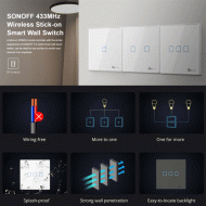 Smart διακόπτης SONOFF T2EU2C-RF 433MHz αφής διπλός λευκός για απομακρυσμένο έλεγχο του φωτισμού