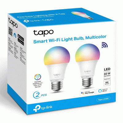 Λάμπα LED  Smart TP-LINK TAPO-L530E WiFi 8.7W E27 2500k-6500k RGB 806lm δέσμης 220° 2τμχ
