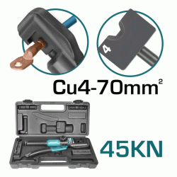 Υδραυλική πρέσα ακροδεκτών TOTAL THCT070 Cu 4-70mm2 με 45 ΚΝ δύναμη πρεσαρίσματος