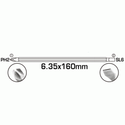 Κατσαβίδι μαγνητικό διπλό TOTAL THT250206 PH2 + SL6.3 X 160