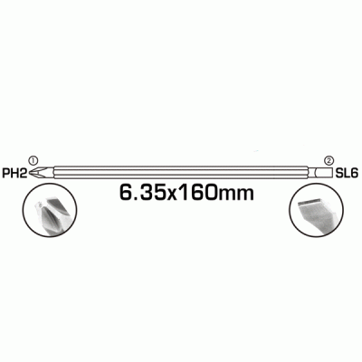 Κατσαβίδι μαγνητικό διπλό TOTAL THT250206 PH2 + SL6.3 X 160