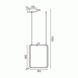 Κρεμαστό φωτιστικό LED 19W θερμό φως 3000k 1820lm μαύρο μεταλλικό 36x14xh1520cm