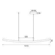 Κρεμαστό LED φωτιστικό NAAVA 20W θερμό φως 3000k 1400lm μαύρο αλουμίνιο 102x15x110cm IP20