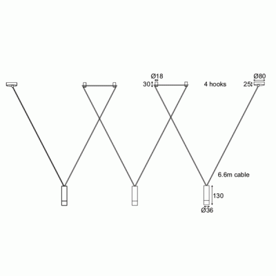 Κρεμαστό φωτιστικό 4HOOKS TERES 3xG9 μαύρο αλουμινίου 3x D3,6xh13cm
