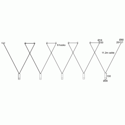 Φωτιστικό κρεμαστό 8HOOKS TERES 5xG9 αλουμινίου μαύρο 5x D3,6xh13cm